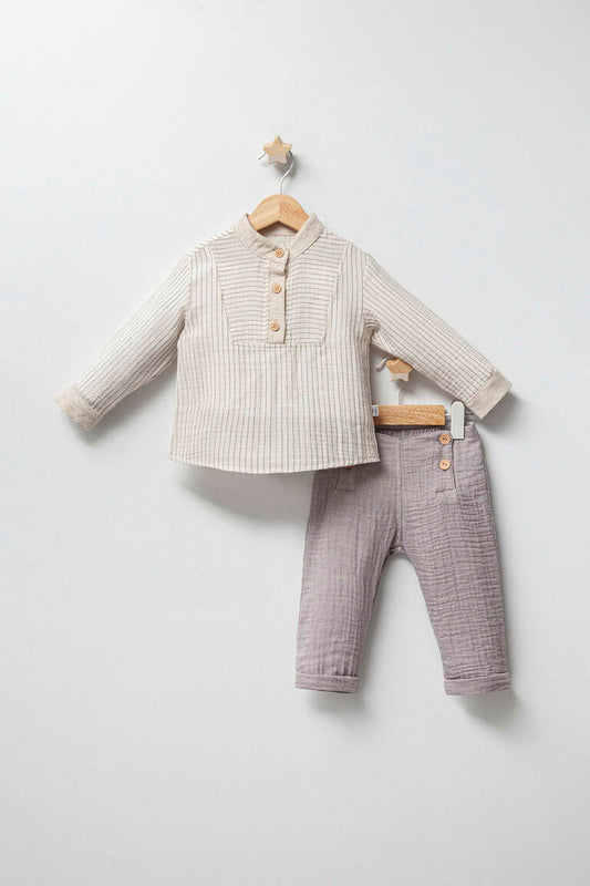 TWO-PIECE SET OF COTTON MUSSELINE